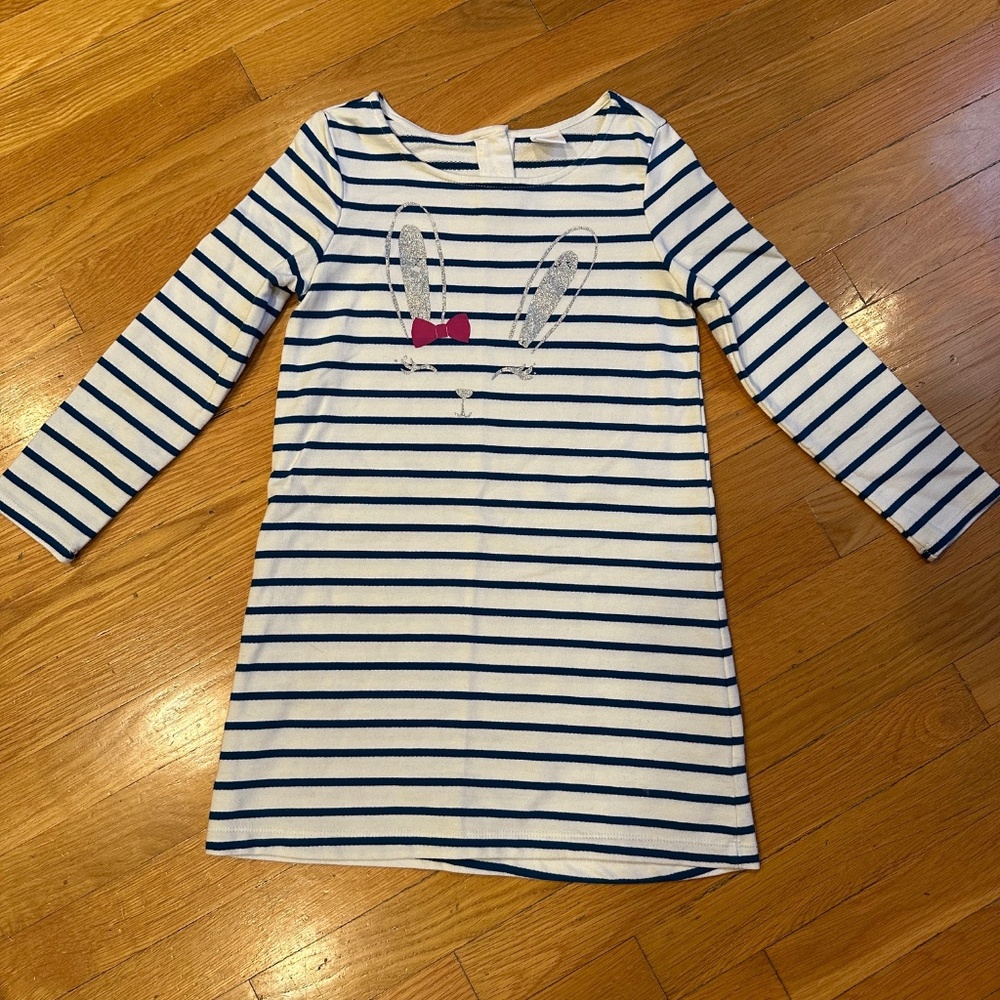 Like New Gymboree Cozy Cotton Striped T-Shirt Dress Girls Size 5-6
